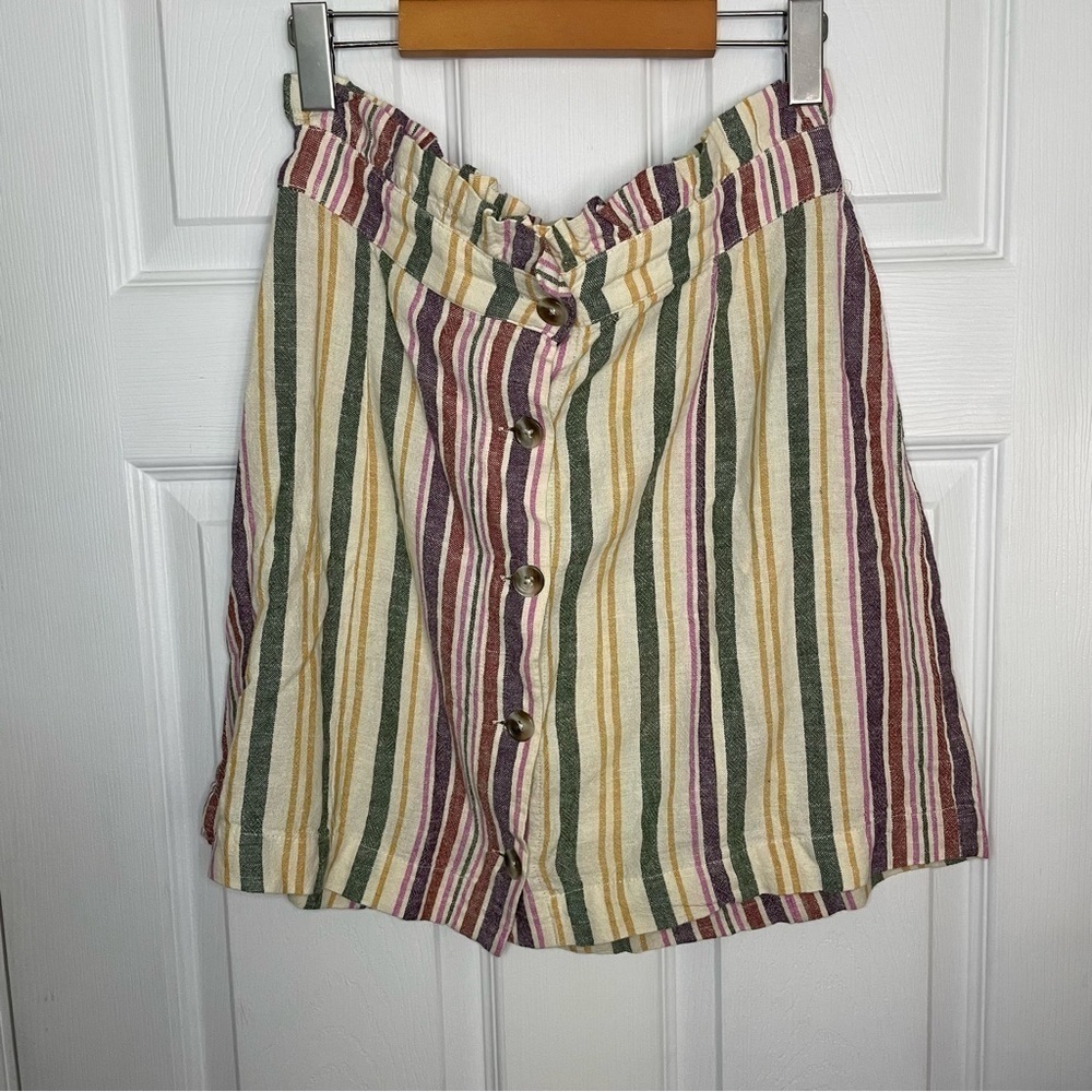 Abound Linen Blend Colourful Striped Shorts Medium